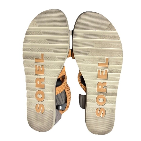 Sorel Ella II Ankle-Strap Leather Sandal Women’s Size 9 Orange Gray - Picture 13 of 14